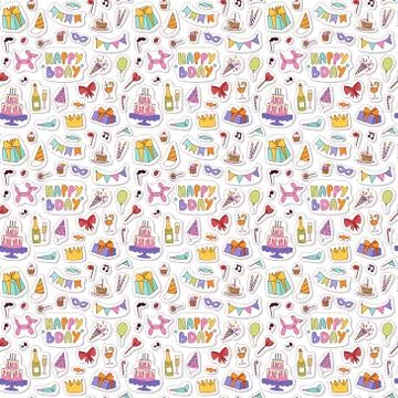 Happy birthday seamless pattern vector Stock Illustration