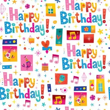 Happy birthday seamless pattern wrapping paper Stock-Illustration