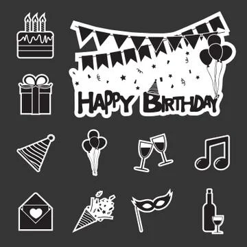 Happy birthday set Stock Illustration