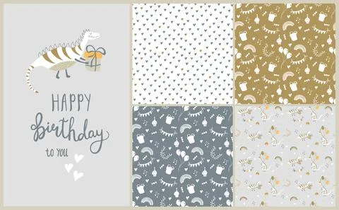 Happy birthday set Stock Illustration