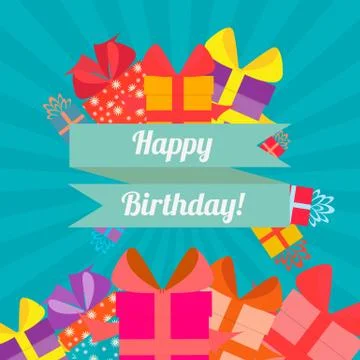 Happy birthday in style flat Stock Illustration