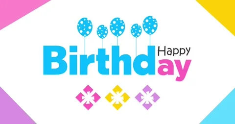Happy birthday text animation Vídeo Stock 336456340
