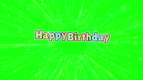 Happy Birthday text animation with radiating light rays on a green screen Stock Footage 345853179