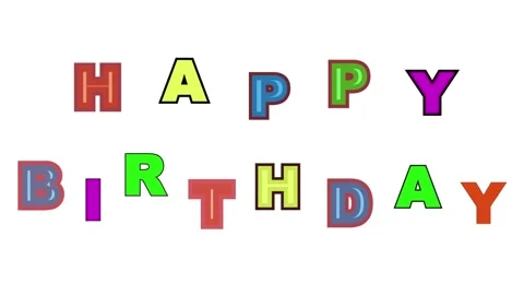 Happy birthday text animation on the whi... | Stock Video | Pond5