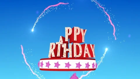 Happy Birthday text with cake Stock Footage 90940896