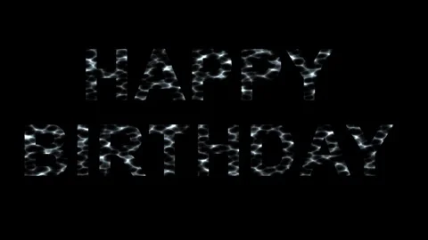 Happy Birthday text with caustic waves effect on plain black background Stock Footage 332125860