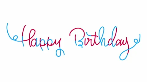 Happy Birthday text flat animation on white background. Handwritten lettering. Vidéo 150532704
