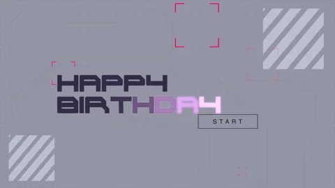 Happy Birthday text with HUD elements on screen Stock Footage 255868876