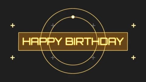 Happy Birthday text with HUD elements on computer screen Stock Footage 255868898