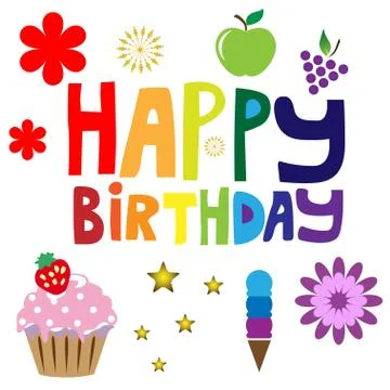 Happy Birthday text Stock Illustration