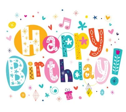 Happy Birthday text Stock Illustration