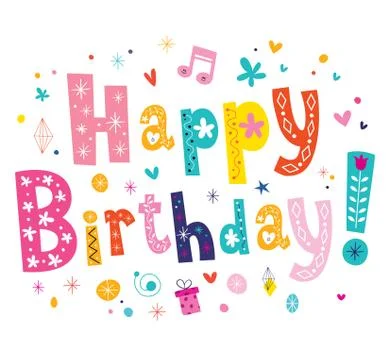 Happy Birthday text Stock Illustration