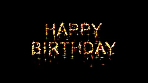 Happy Birthday Text with sparkling stars on dark background Stock Footage 340264793