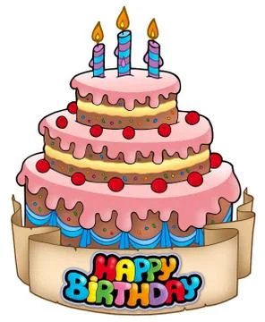 Happy birthday theme with cake Stock Illustration