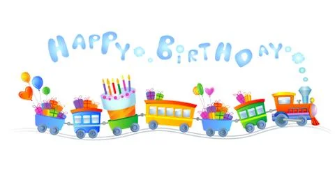 Happy birthday train Stock Illustration