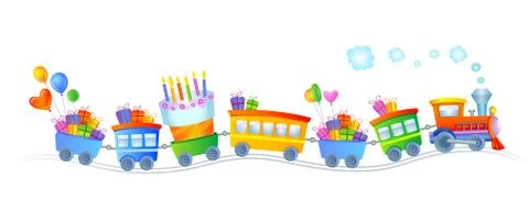 Happy birthday train Stock Illustration