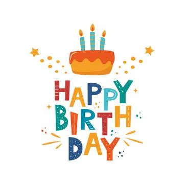 Happy Birthday typographic vector design for greeting cards, Birthday card, i Stock Illustration