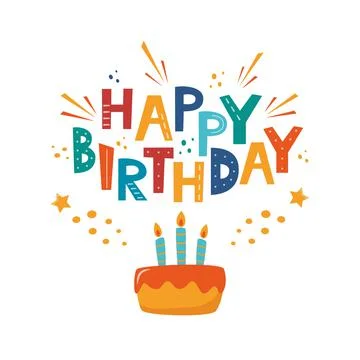 Happy Birthday typographic vector design for greeting cards, Birthday card, i Stock Illustration