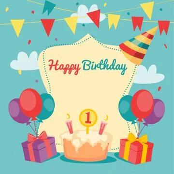 Happy Birthday vector card Stock Illustration