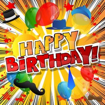 Happy Birthday vector design for greeting cards with balloons and other eleme 库存插图
