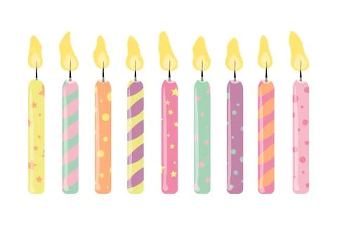 Happy birthday, vector image of cake candles, children's birthday Stock Illustration