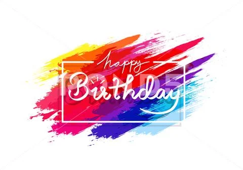 Happy birthday, watercolor colorful grunge brush rainbow ink splashing Stock Illustration