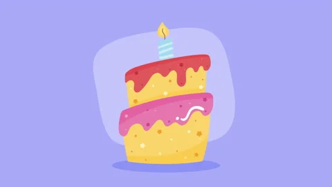 happy birthday yellow cake animation | Stock Video | Pond5