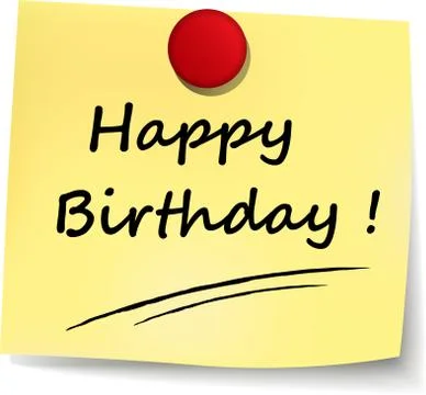 Happy birthday yellow note Stock Illustration