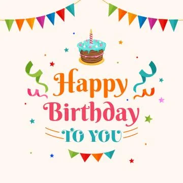 Happy birthday to you background vector. birthday cake illustration with part Stock Illustration