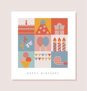 Happy Birthsday card postcard pattern background Stock Illustration