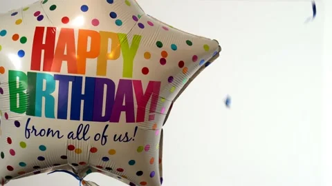Happy bitrthday bloon with confety Video stock 166019384