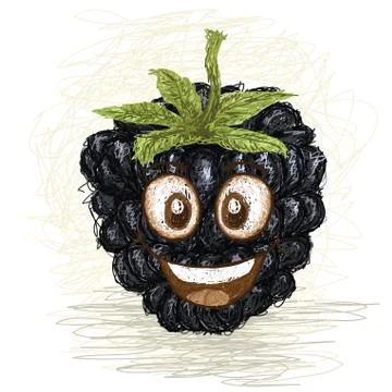 Happy blackberry Stock Illustration