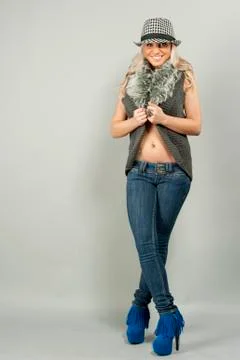 Happy Blonde Model Stock Photos