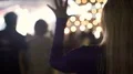 Happy blonde woman dancing at concert, enjoying music of favorite band 4k or 4k+ Resolution