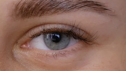 Happy blue eye close-up Видео 127005511