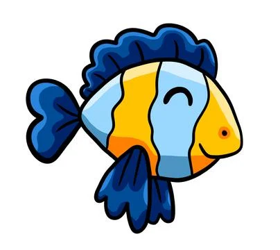 Happy Blue Fish Stock Illustration