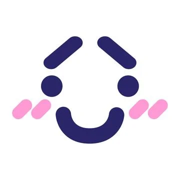 Happy blushing face icon in bright neon color Illustrazione stock