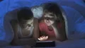 The happy boy and a girl using a tablet under the bed. evening night time 4k or 4k+ Resolution