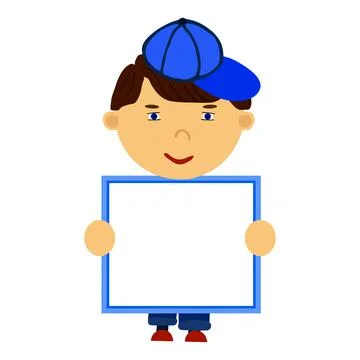 Happy boy with blue pointer with frame for text Stock Illustration