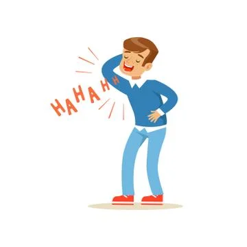 Happy boy in a blue pullover laughing out loud colorful character vector Ilustración de archivo