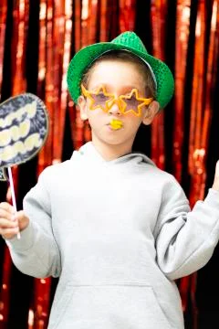Happy Boy Celebrating Carnival Stock Photos