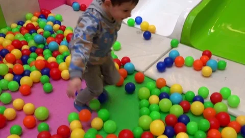 Happy boy in the children's playground Stock Footage 73852704