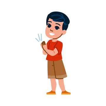 Happy boy clapping hands and smiling, showing appreciation Stock Illustration