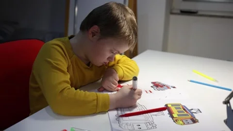Happy boy coloring Stock Footage 300503128