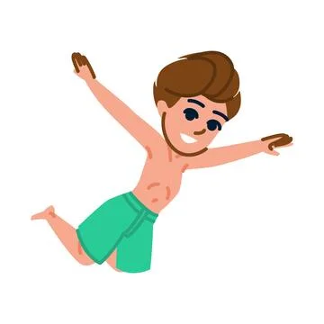 Happy boy diving and having fun on summer vacation Stock Illustration
