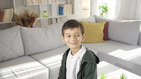 Happy boy dreams for his future. Video stock 220640468