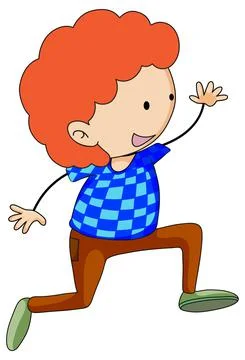Happy boy enjoy dancing doodle cartoon character Stock Illustration