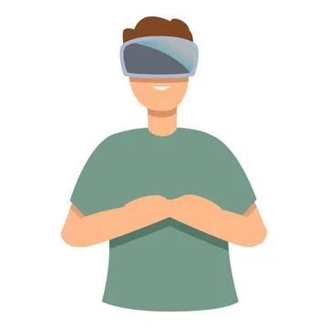 Happy boy face play icon cartoon vector. 3d vr reality 스톡 일러스트