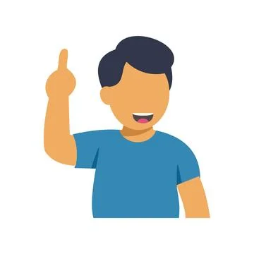 Happy boy having an idea and pointing up Stock Illustration