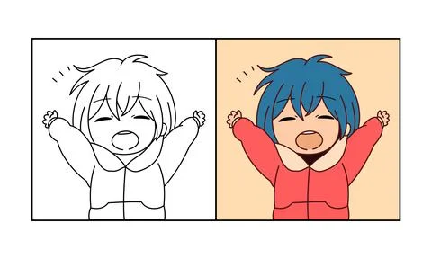 Happy boy icon vector. Coloring image on white background 스톡 일러스트